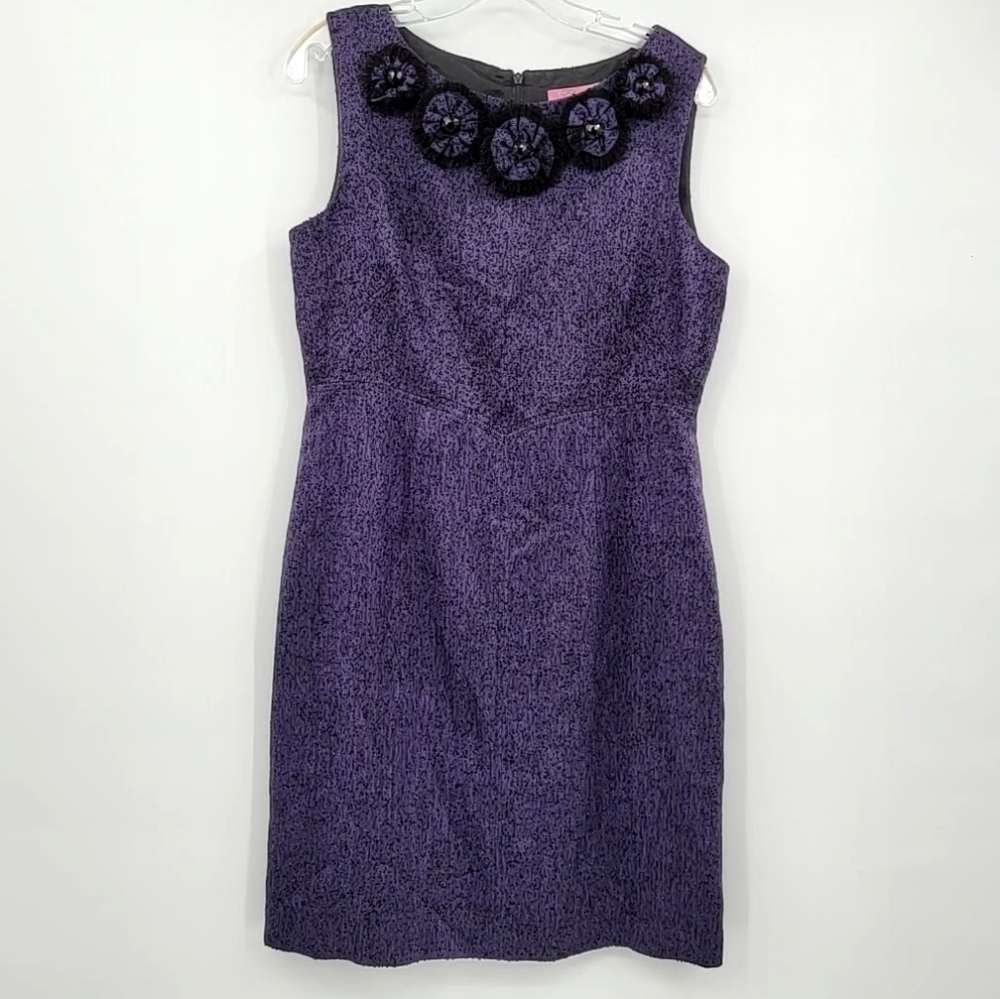 Eliza J Purple Black 3D Flower Dress